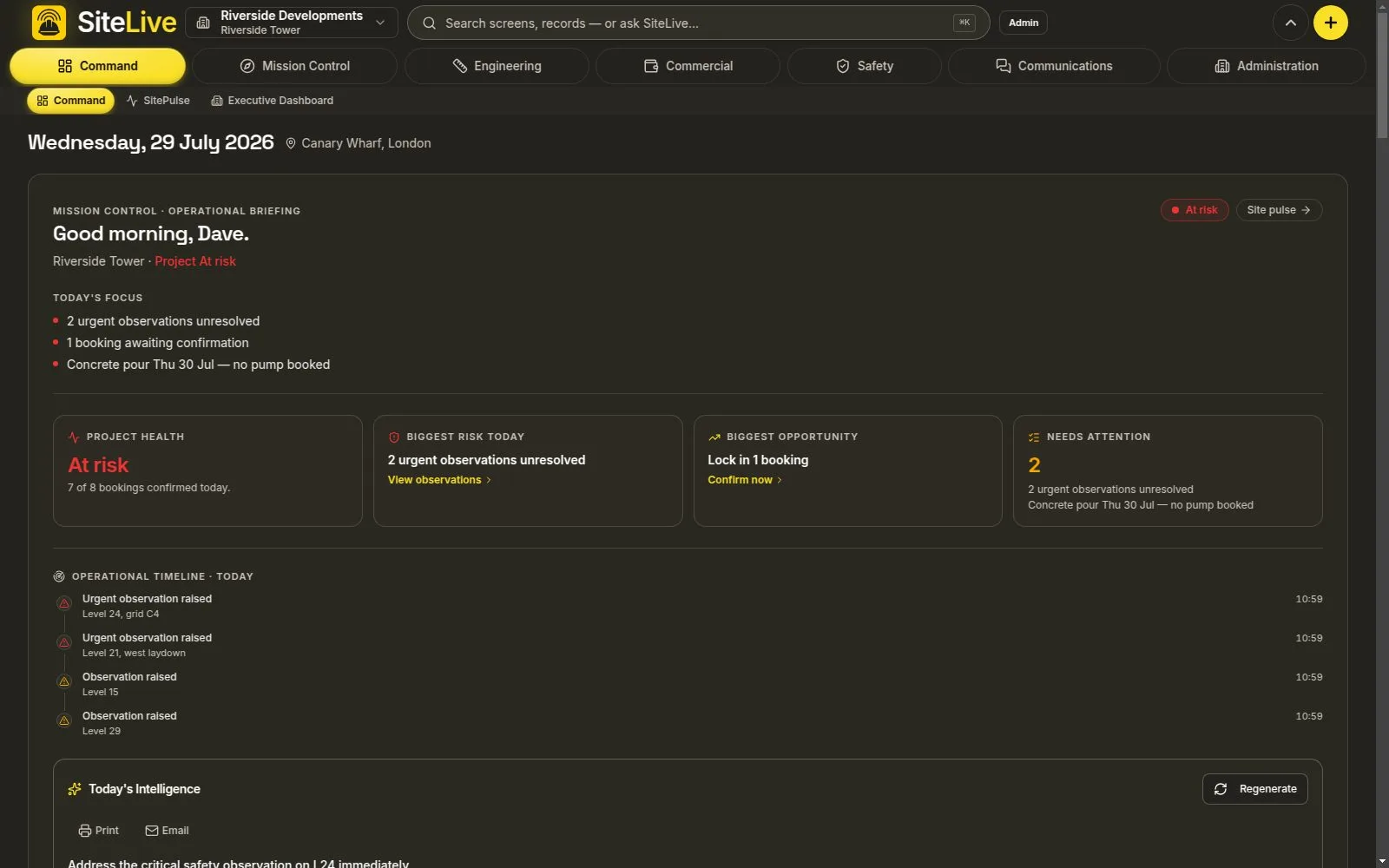 Command — live in-app screen