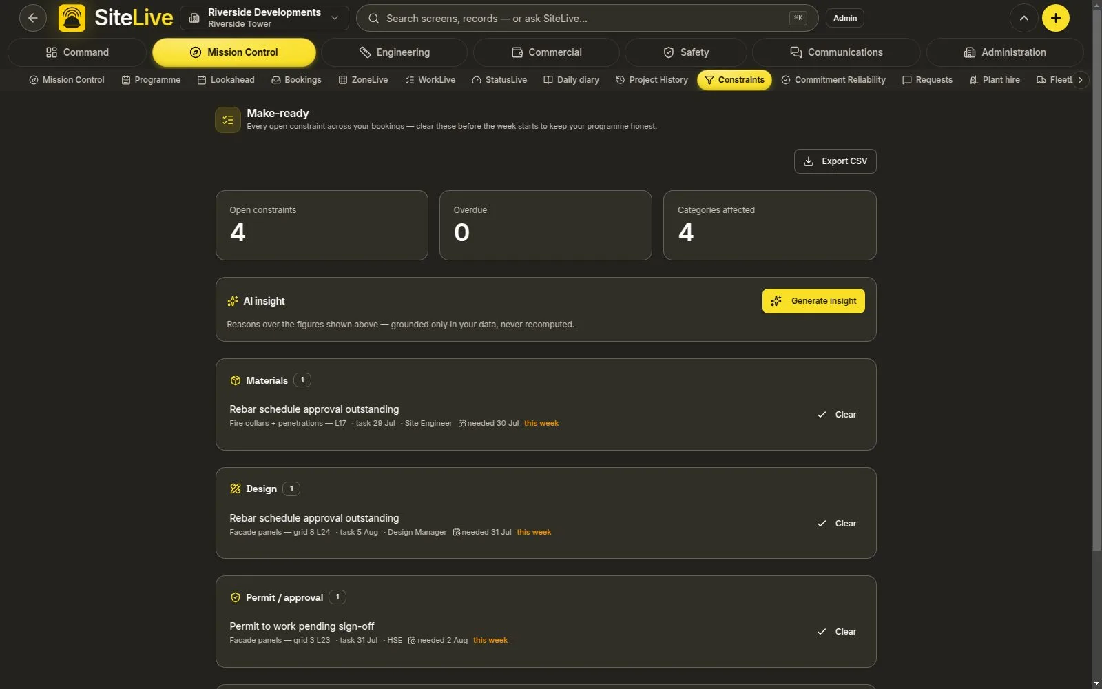 Constraints & Reliability — live in-app screen