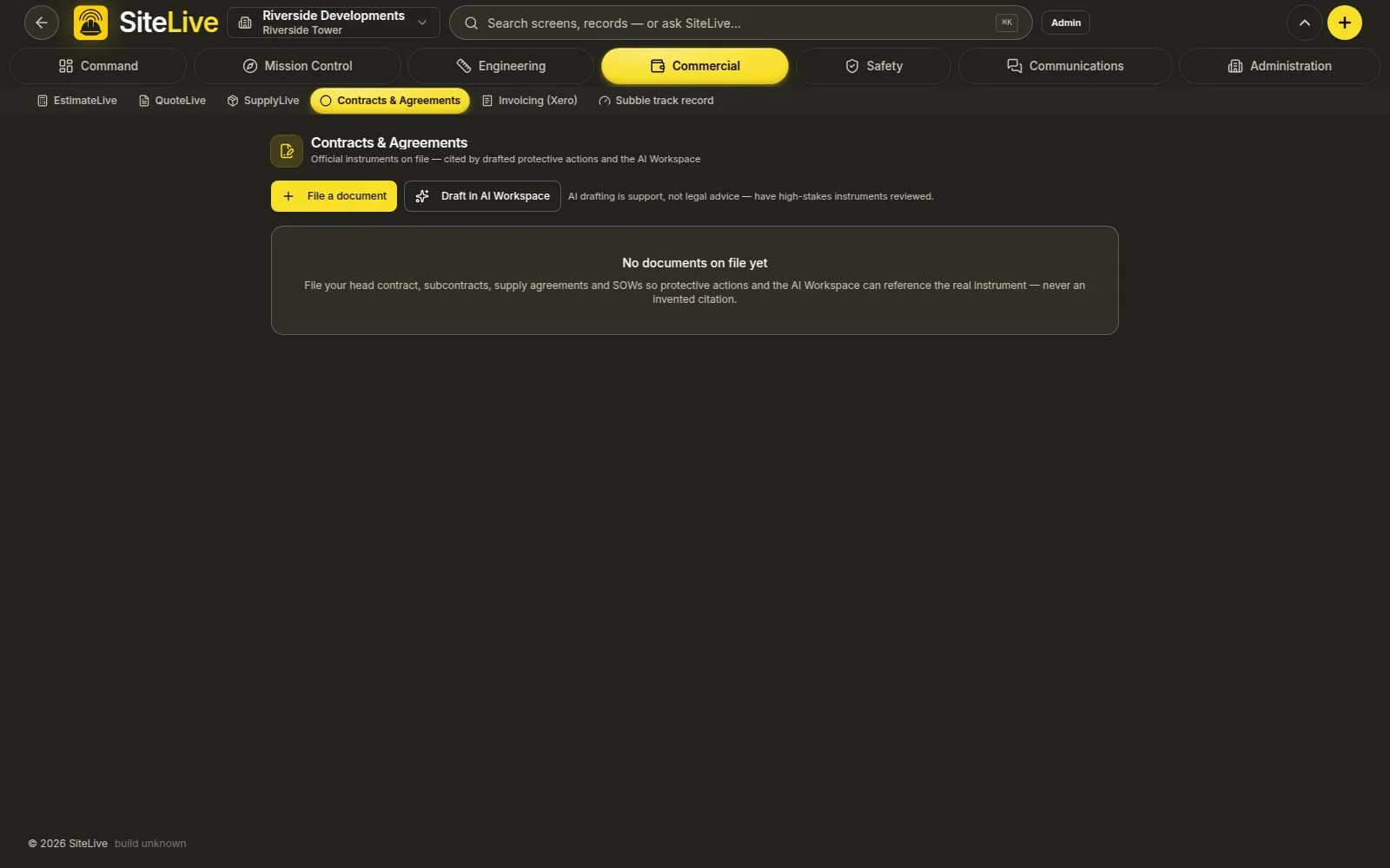 Contracts & Agreements — live in-app screen