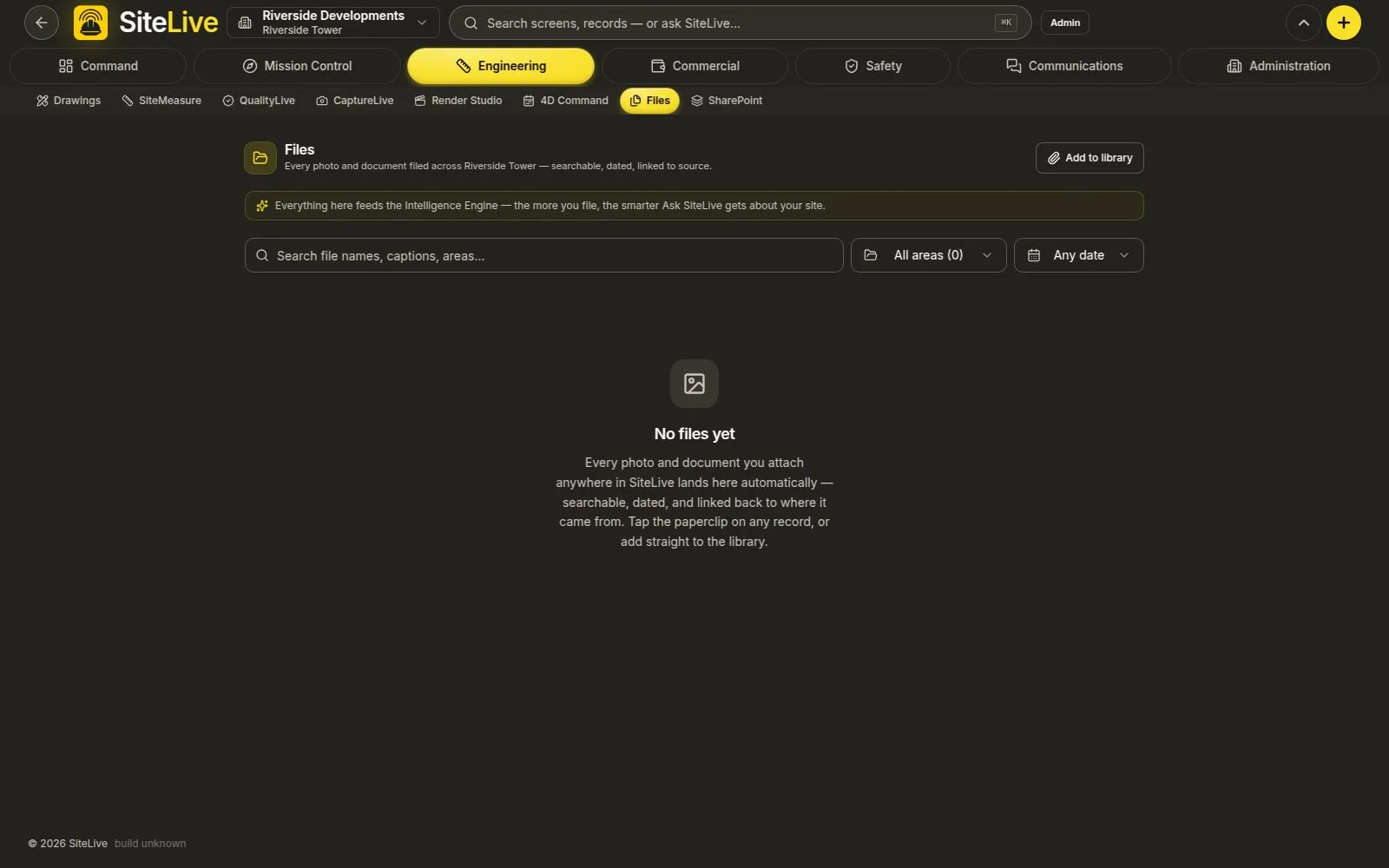 Files & SharePoint — live in-app screen
